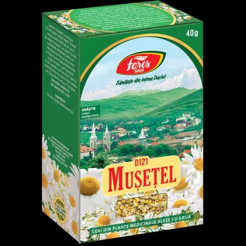 Mușețel, flori, ceai la pungă