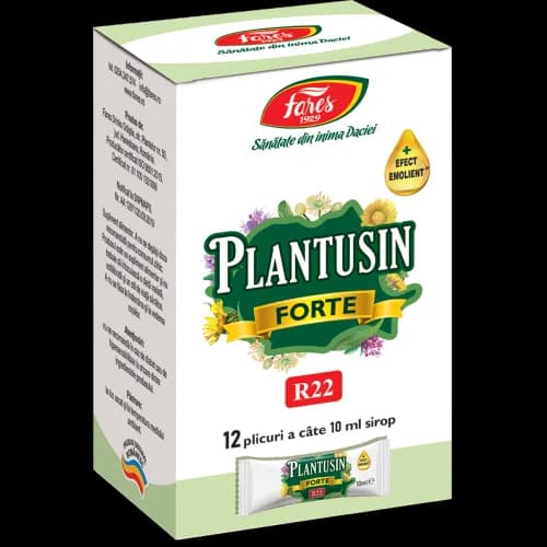 Plantusin forte, R22, sirop tuse (12 plicuri a câte 10 ml sirop)
