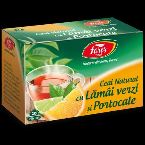 Ceai natural cu lămâi verzi și portocale, ceai la plic