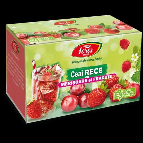 Ceai rece cu merișoare și frăguțe, ceai la plic ambalat individual