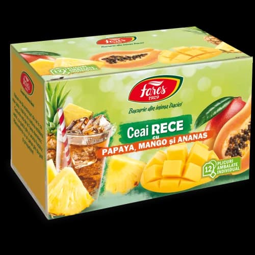 Ceai rece cu papaya, mango și ananas, ceai la plic ambalat individual