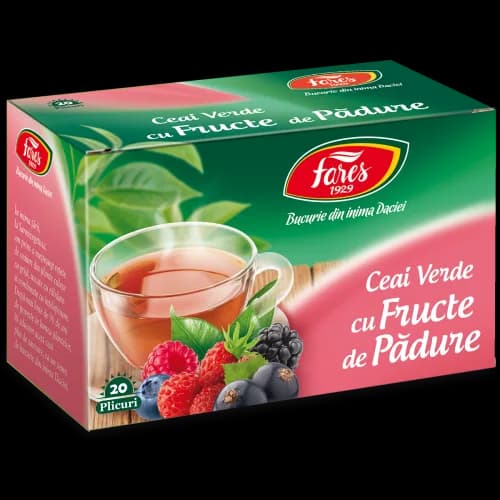 Ceai verde cu fructe de pădure, ceai la plic