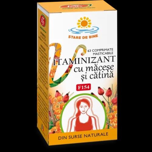 Vitaminizant cu măceșe și cătină, 63 comprimate masticabile